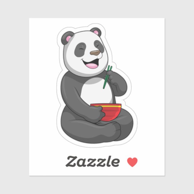 Panda mit Bowl Ramen Aufkleber (Blatt)