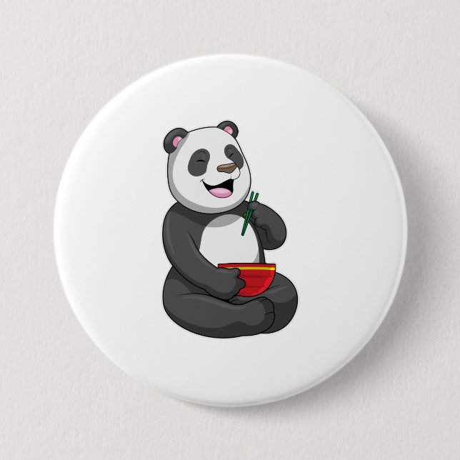 Panda mit Bowl Ramen Button (Vorderseite)