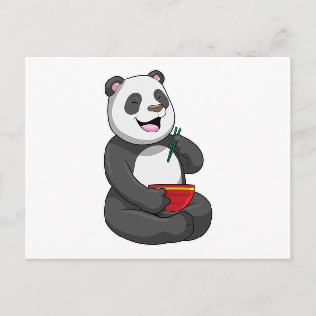 Panda mit Bowl Ramen Postkarte (Vorderseite)