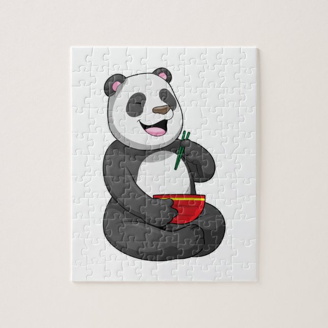 Panda mit Bowl Ramen Puzzle (Vertikal)