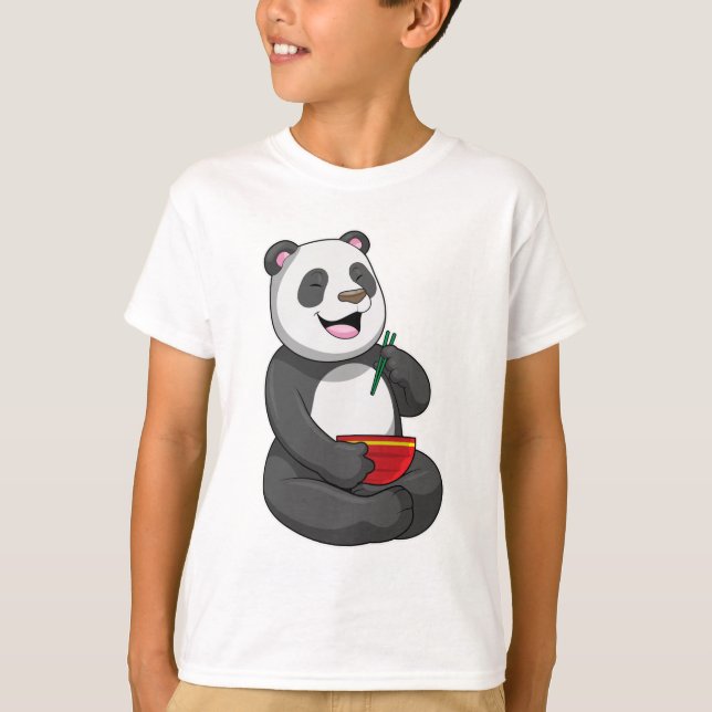 Panda mit Bowl Ramen T-Shirt (Vorderseite)