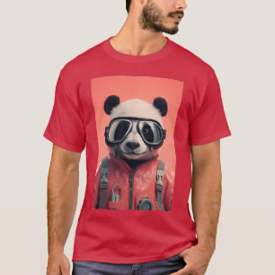 Panda mit Brille Lustige Tierkunst Retro T-Shirt