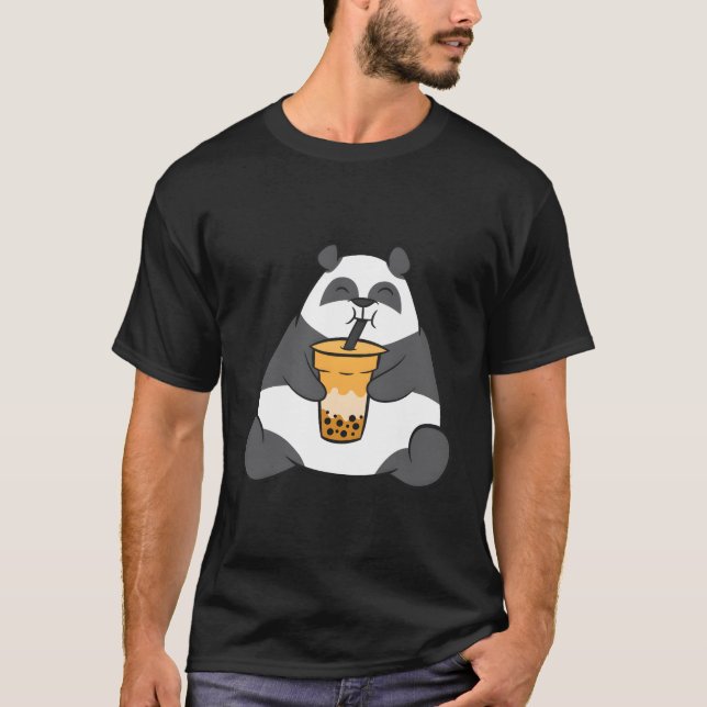 Panda mit Bubble Tea T-Shirt (Vorderseite)