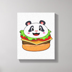 Panda mit Burger Leinwanddruck