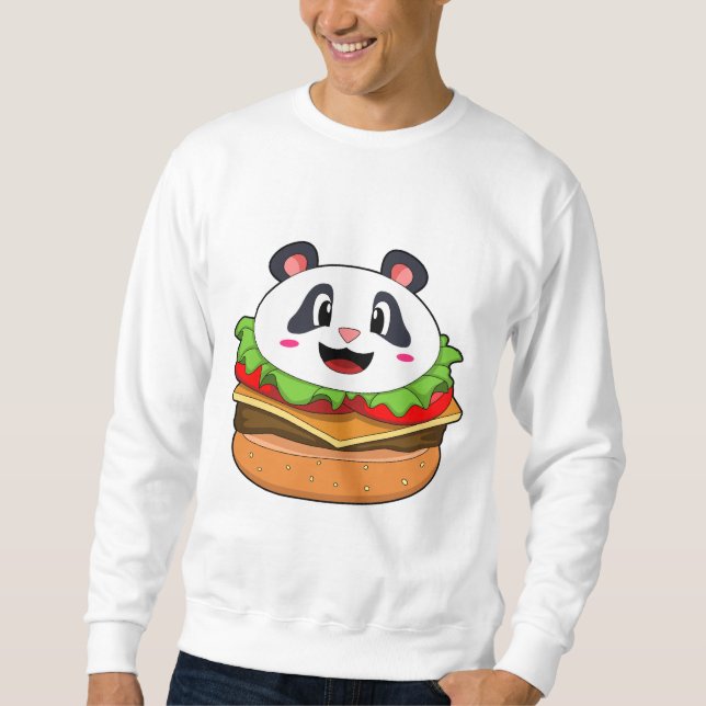 Panda mit Burger Sweatshirt (Vorderseite)