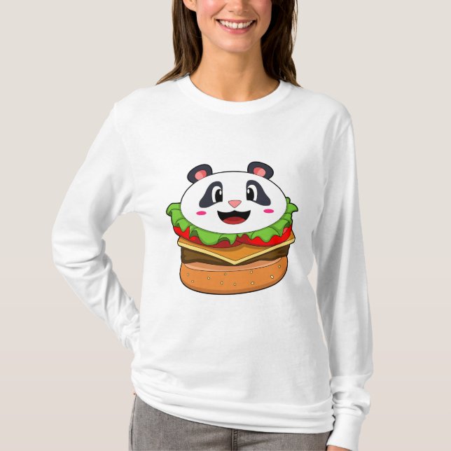 Panda mit Burger T-Shirt (Vorderseite)