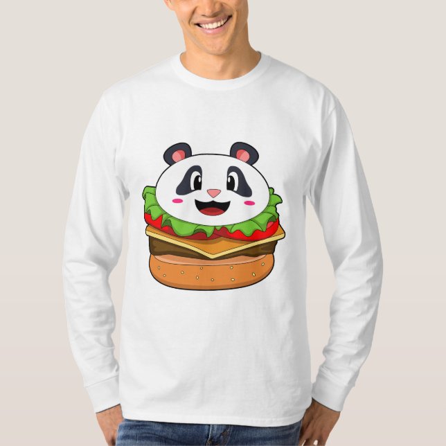 Panda mit Burger T-Shirt (Vorderseite)