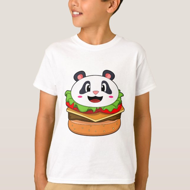 Panda mit Burger T-Shirt (Vorderseite)