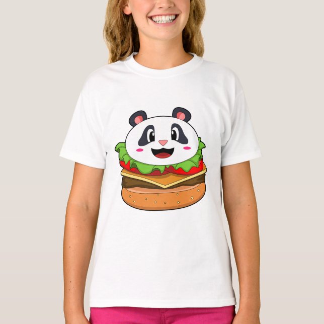 Panda mit Burger T-Shirt (Vorderseite)
