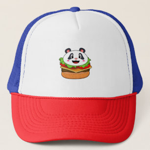 Panda mit Burger Truckerkappe