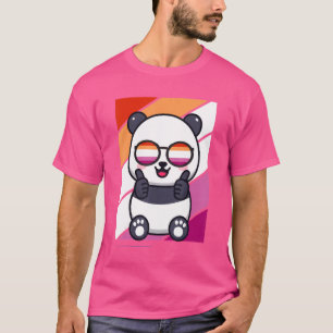 Panda mit dem Pride Lesbian Flag Lgbtq Stolz Ally T-Shirt