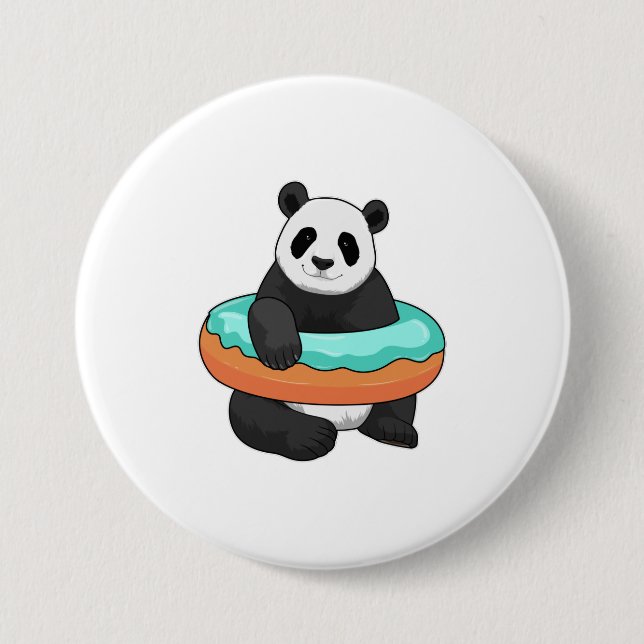 Panda mit Donut Button (Vorderseite)