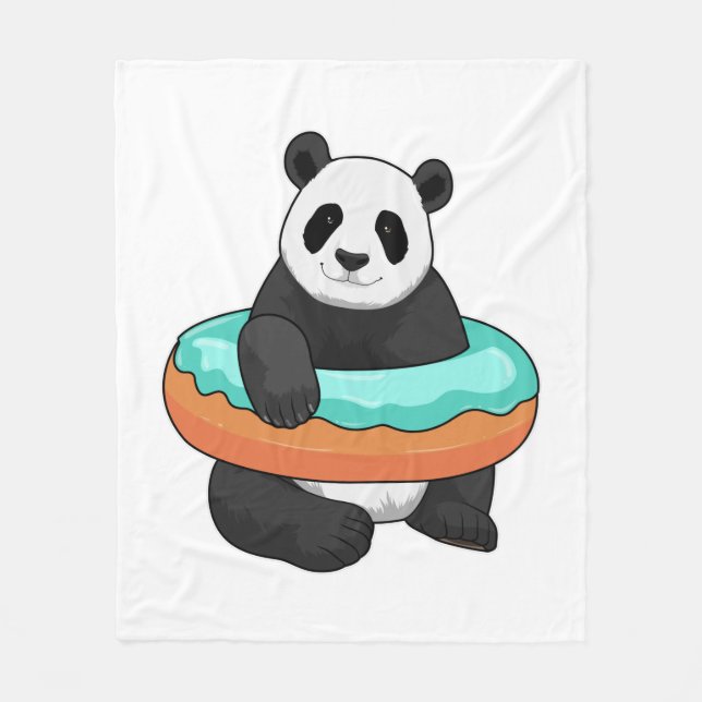 Panda mit Donut Fleecedecke (Vorderseite)