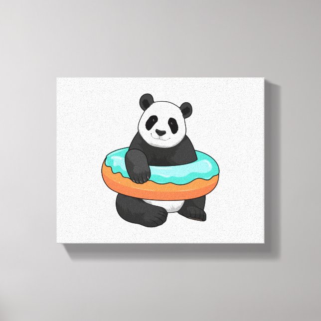 Panda mit Donut Leinwanddruck (Vorderseite)