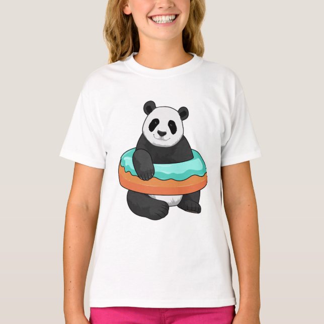 Panda mit Donut T-Shirt (Vorderseite)