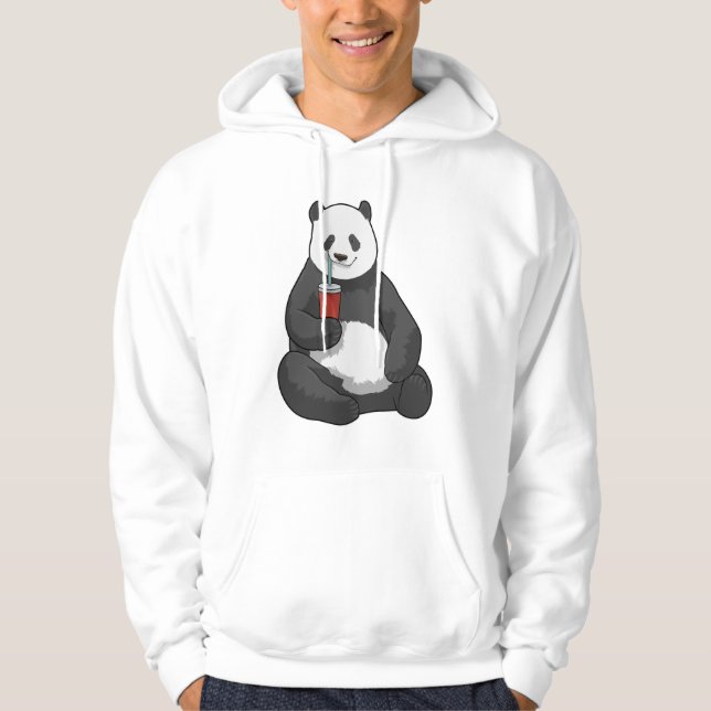 Panda mit Drink Hoodie (Vorderseite)