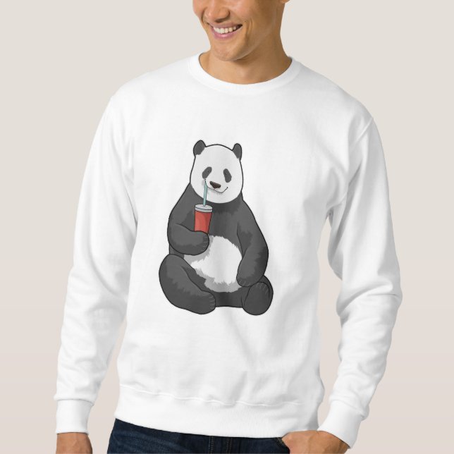 Panda mit Drink Sweatshirt (Vorderseite)