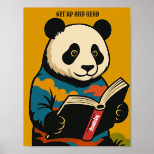 Panda mit einem Buch — Steh auf und lies! Poster