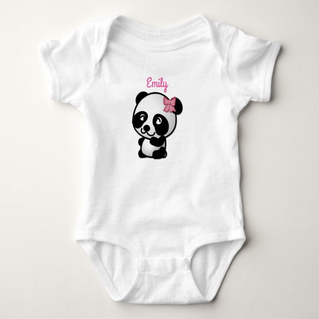 Panda mit einem Pink Bow Baby Onesy Baby Strampler (Vorderseite)