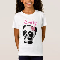 Panda mit einem rosa Bogen-Shirt