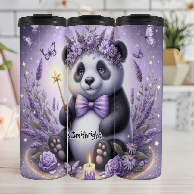 Panda mit einer Krone von Blume Thermosbecher (Von Creator hochgeladen)