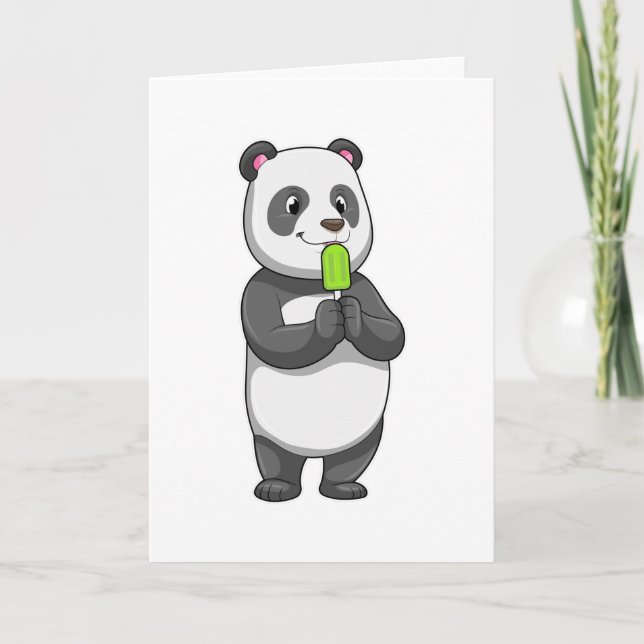 Panda mit Eisstiel Karte (Vorderseite)
