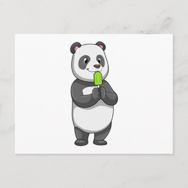 Panda mit Eisstiel Postkarte (Vorderseite)