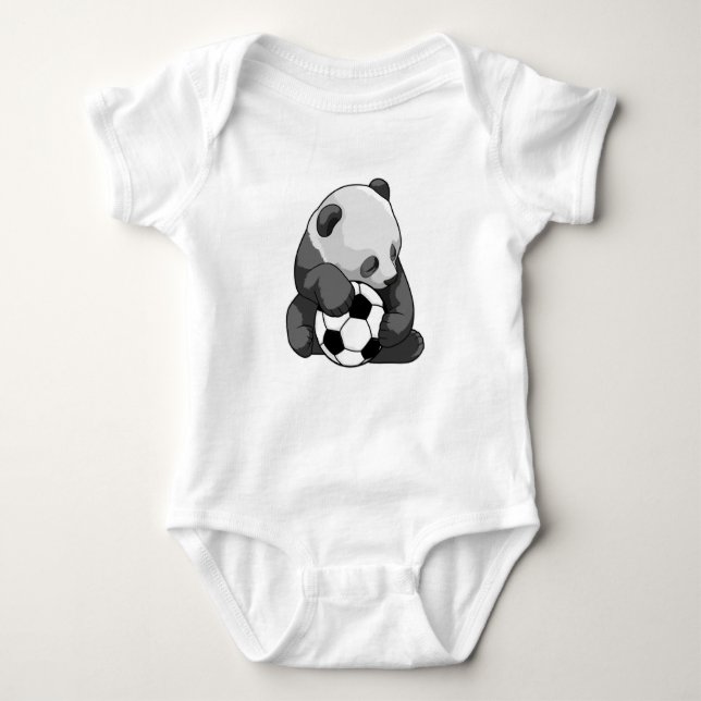 Panda mit Fußball Baby Strampler (Vorderseite)
