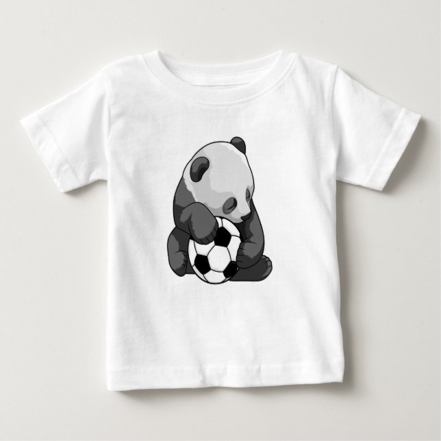 Panda mit Fußball Baby T-shirt (Vorderseite)
