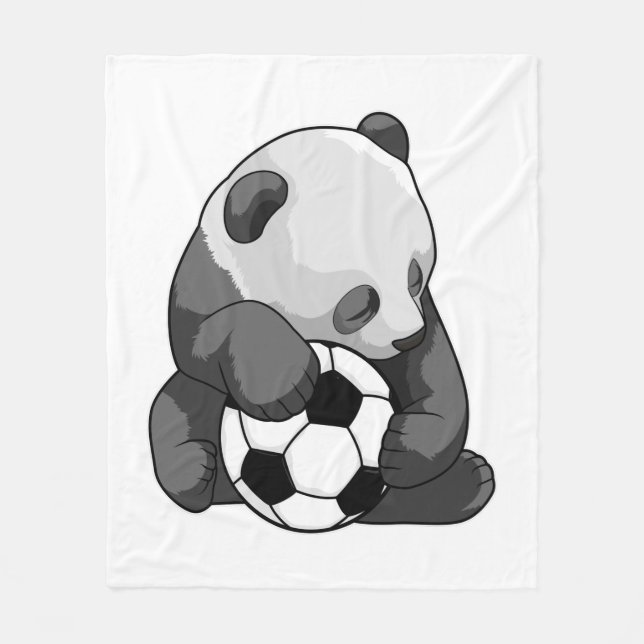 Panda mit Fußball Fleecedecke (Vorderseite)