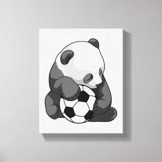 Panda mit Fußball Leinwanddruck (Vorderseite)