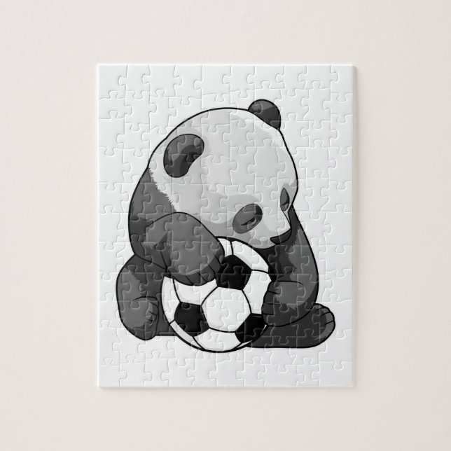 Panda mit Fußball Puzzle (Vertikal)
