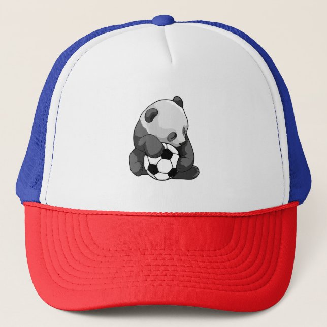 Panda mit Fußball Truckerkappe (Vorderseite)