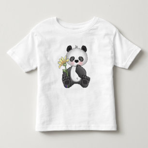 Panda mit gelber Blume Kleinkind T-shirt