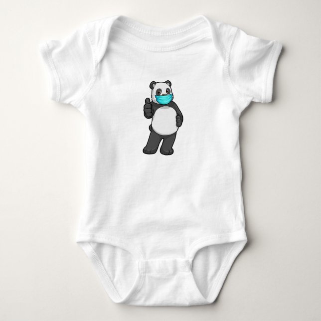 Panda mit Gesichtsmaske Baby Strampler (Vorderseite)