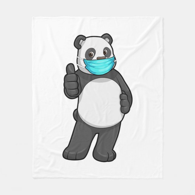 Panda mit Gesichtsmaske Fleecedecke (Vorderseite)