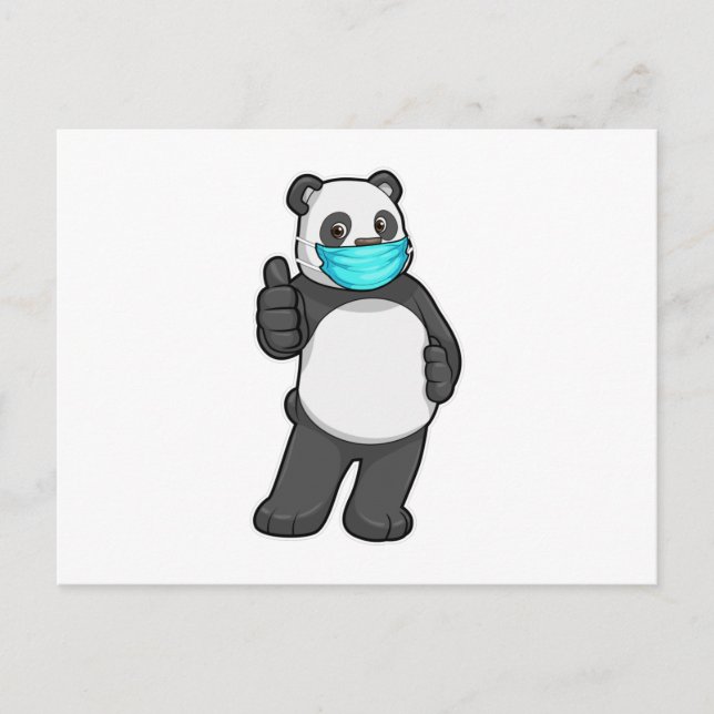 Panda mit Gesichtsmaske Postkarte (Vorderseite)