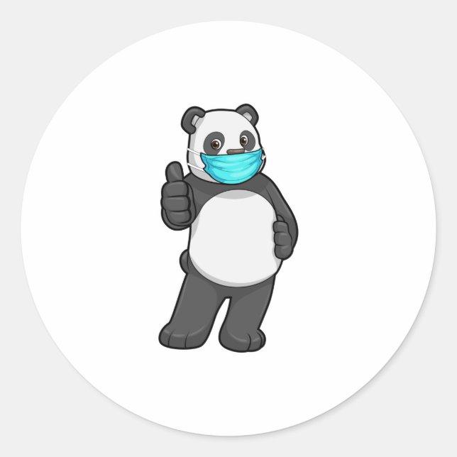 Panda mit Gesichtsmaske Runder Aufkleber (Vorderseite)