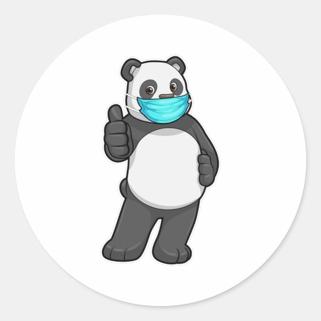 Panda mit Gesichtsmaske Runder Aufkleber (Vorderseite)