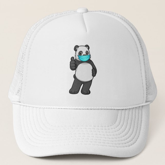 Panda mit Gesichtsmaske Truckerkappe (Vorderseite)