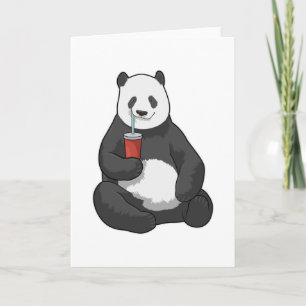 Panda mit Getränk Karte
