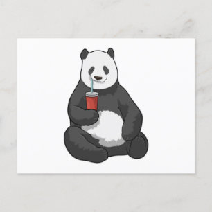 Panda mit Getränk Postkarte