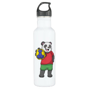 Panda mit Handball Sport Edelstahlflasche