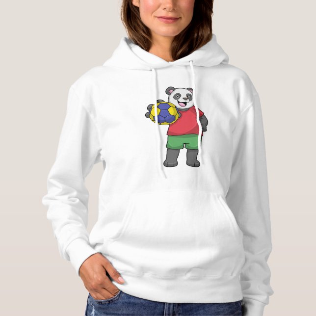 Panda mit Handball Sport Hoodie (Vorderseite)