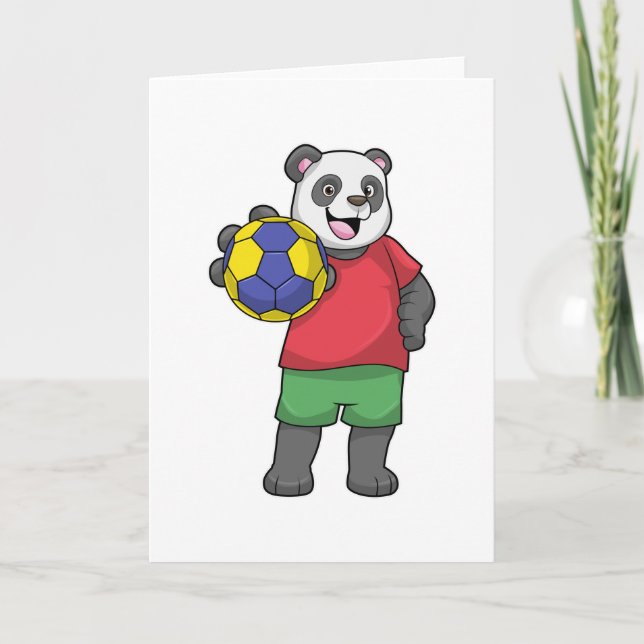 Panda mit Handball Sport Karte (Vorderseite)