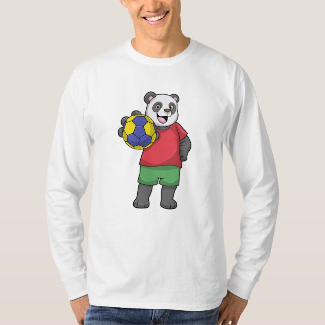Panda mit Handball Sport T-Shirt (Vorderseite)