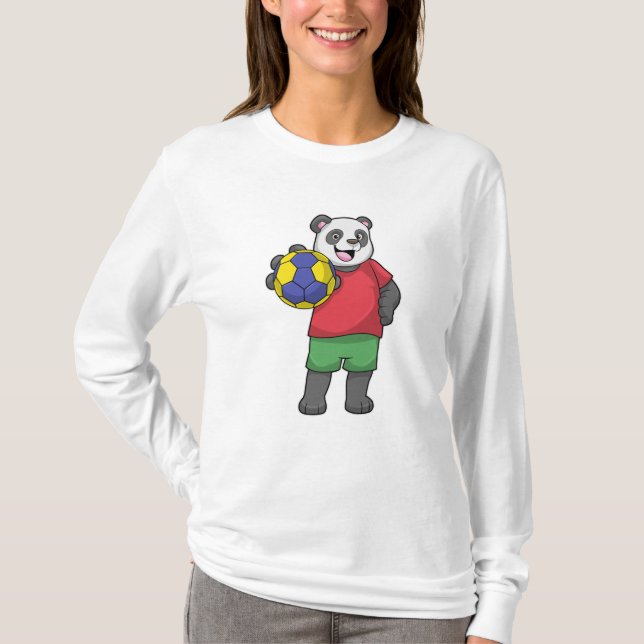 Panda mit Handball Sport T-Shirt (Vorderseite)