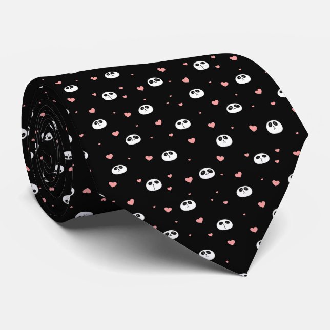 Panda mit Herz-Muster Krawatte (Gerollt)