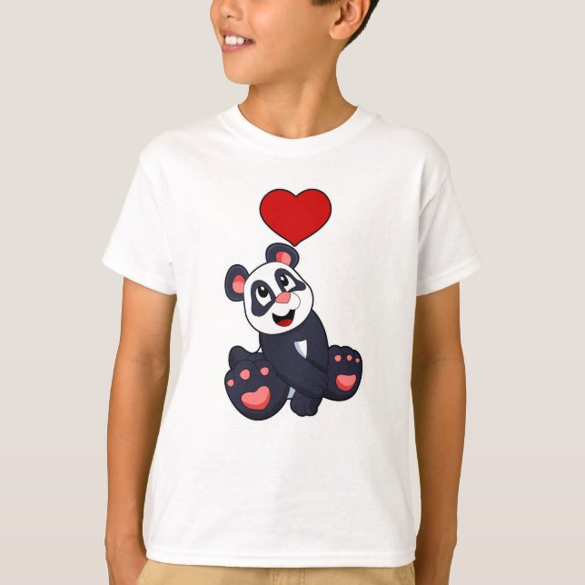 Panda mit Herz T-Shirt (Vorderseite)