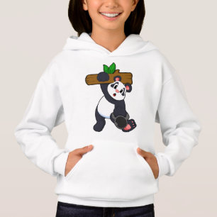 Panda mit Holz bei Krafttraining Hoodie